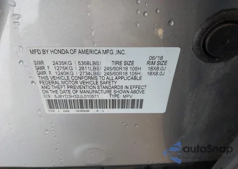 2018 Acura Mdx z USA, uszkodzony, nr VIN 5J8YD3H32JL010571